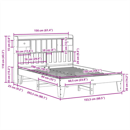 Bed Frame without Mattress 150x200 cm King Size Solid Wood Pine