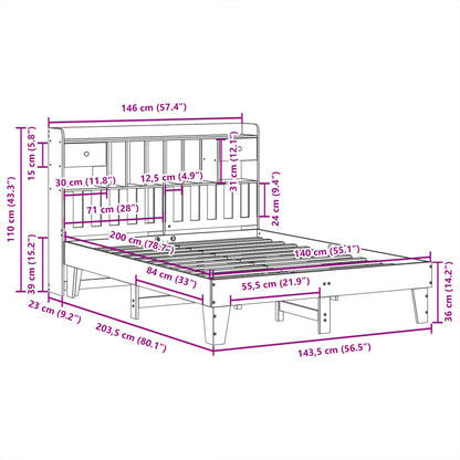 Bed Frame without Mattress White 140x200 cm Solid Wood Pine