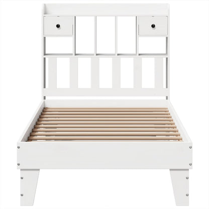 Bed Frame without Mattress White 100x200 cm Solid Wood Pine