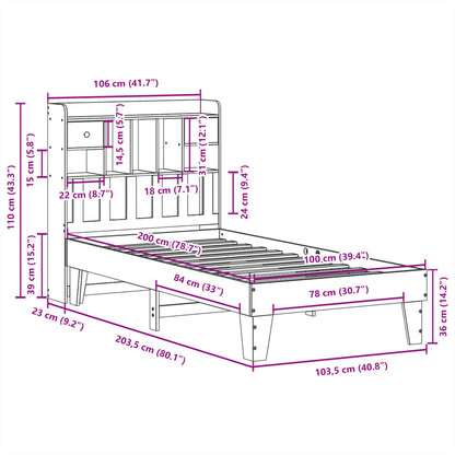 Bed Frame without Mattress White 100x200 cm Solid Wood Pine