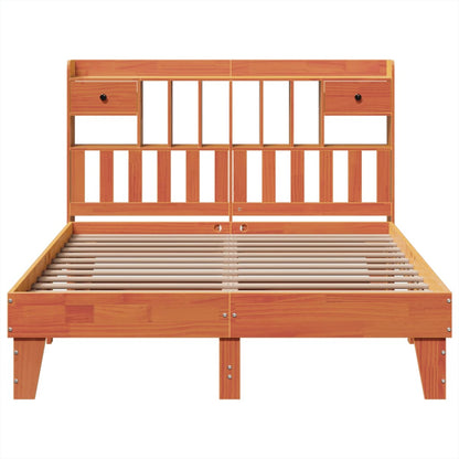 Bed Frame without Mattress Wax Brown 140x190 cm Solid Wood Pine