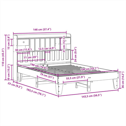 Bed Frame without Mattress Wax Brown 140x190 cm Solid Wood Pine