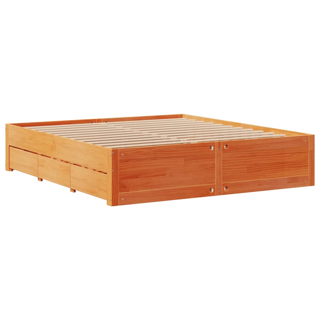 Bookcase Bed without Mattress Wax Brown 180x200 cm Super King Solid Wood Pine