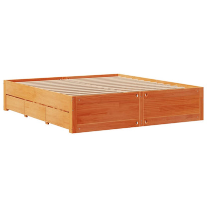 Bookcase Bed without Mattress Wax Brown 180x200 cm Super King Solid Wood Pine