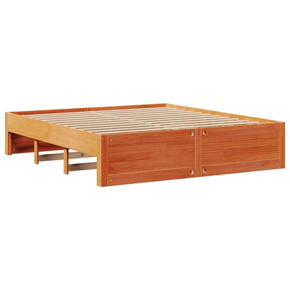 Bookcase Bed without Mattress Wax Brown 180x200 cm Super King Solid Wood Pine