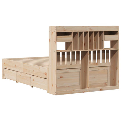 Bookcase Bed without Mattress 135x190 cm Double Solid Wood Pine