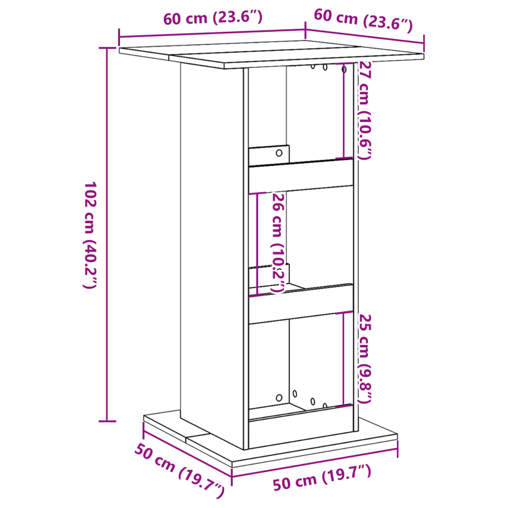 Bar Table with Storage Grey Sonoma 60x60x102 cm Engineered Wood