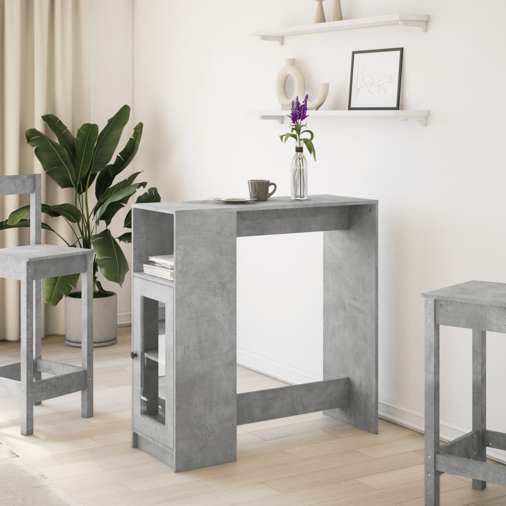 Bar Table with Racks Concrete Grey 101x40x103.5 cm Engineered Wood