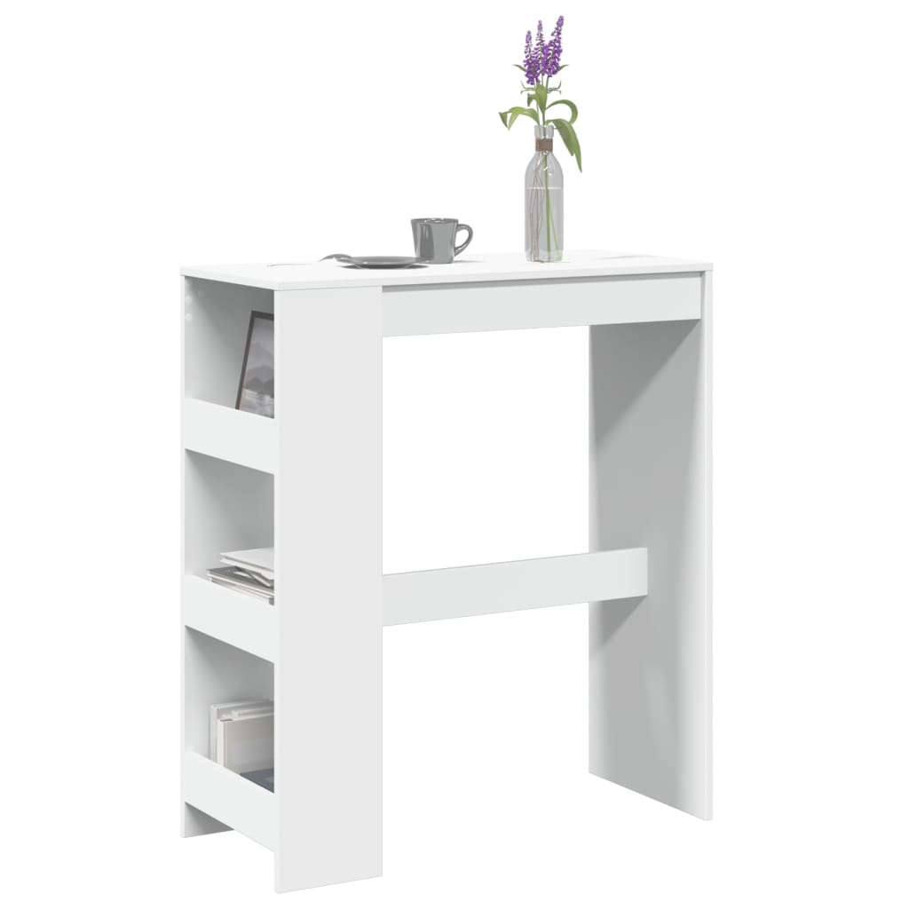 Bar Table with Racks White 90x40x103.5 cm Engineered Wood