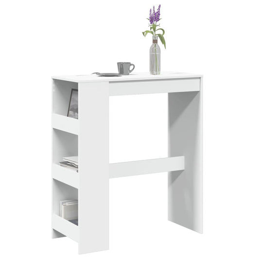 Bar Table with Racks White 90x40x103.5 cm Engineered Wood