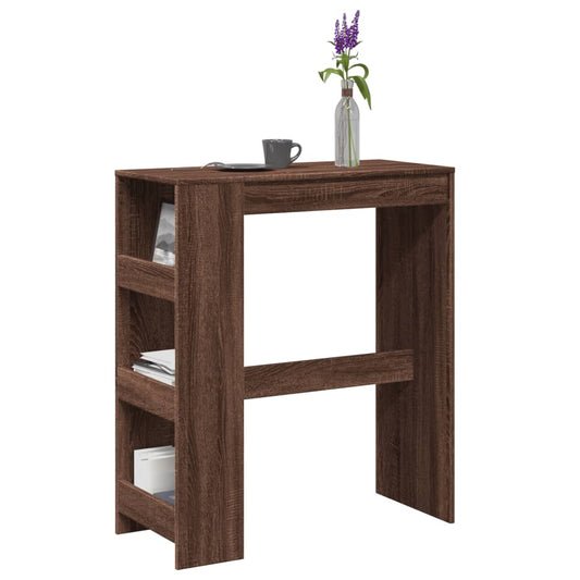 Bar Table with Racks Brown Oak 90x40x103.5 cm Engineered Wood