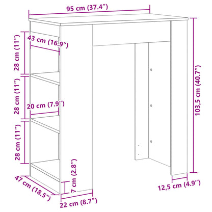 Bar Table with Racks Black 95x47x103.5 cm Engineered Wood