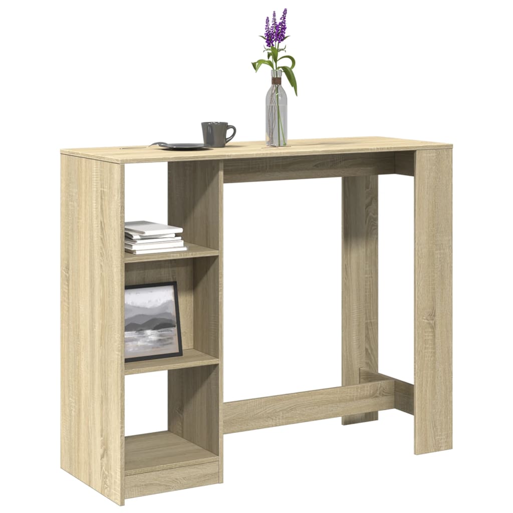 Bar Table with Shelf Sonoma Oak 124x46x103.5 cm Engineered Wood