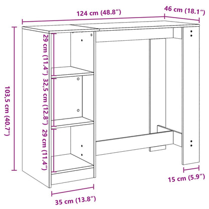 Bar Table with Shelf Brown Oak 124x46x103.5 cm Engineered Wood