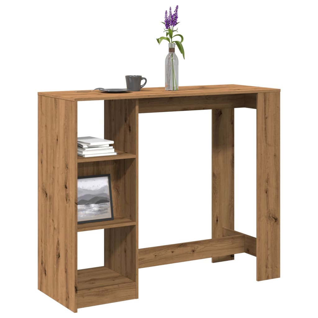 Bar Table with Shelf Artisan Oak 124x46x103.5 cm Engineered Wood