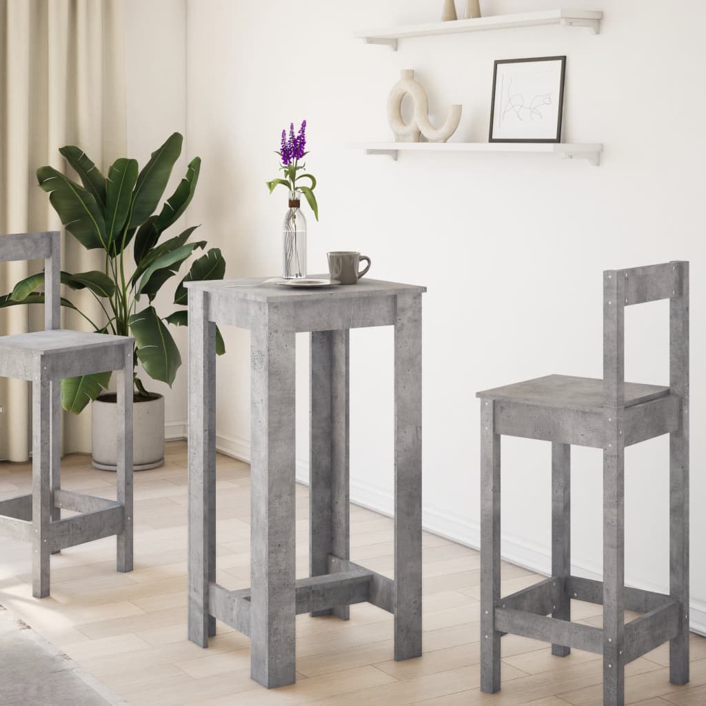 Bar Table Concrete Grey 51x50x103.5 cm Engineered Wood