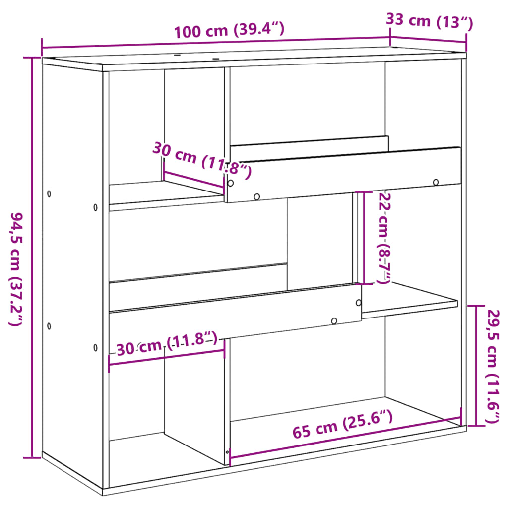 Book Cabinet/Room Divider Artisian Oak 100x33x94.5 cm