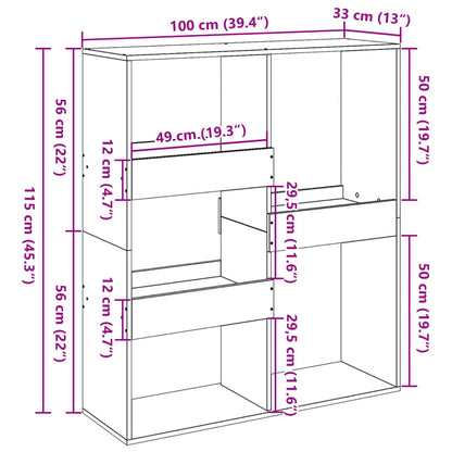 Book Cabinet/Room Divider White 100x33x115 cm