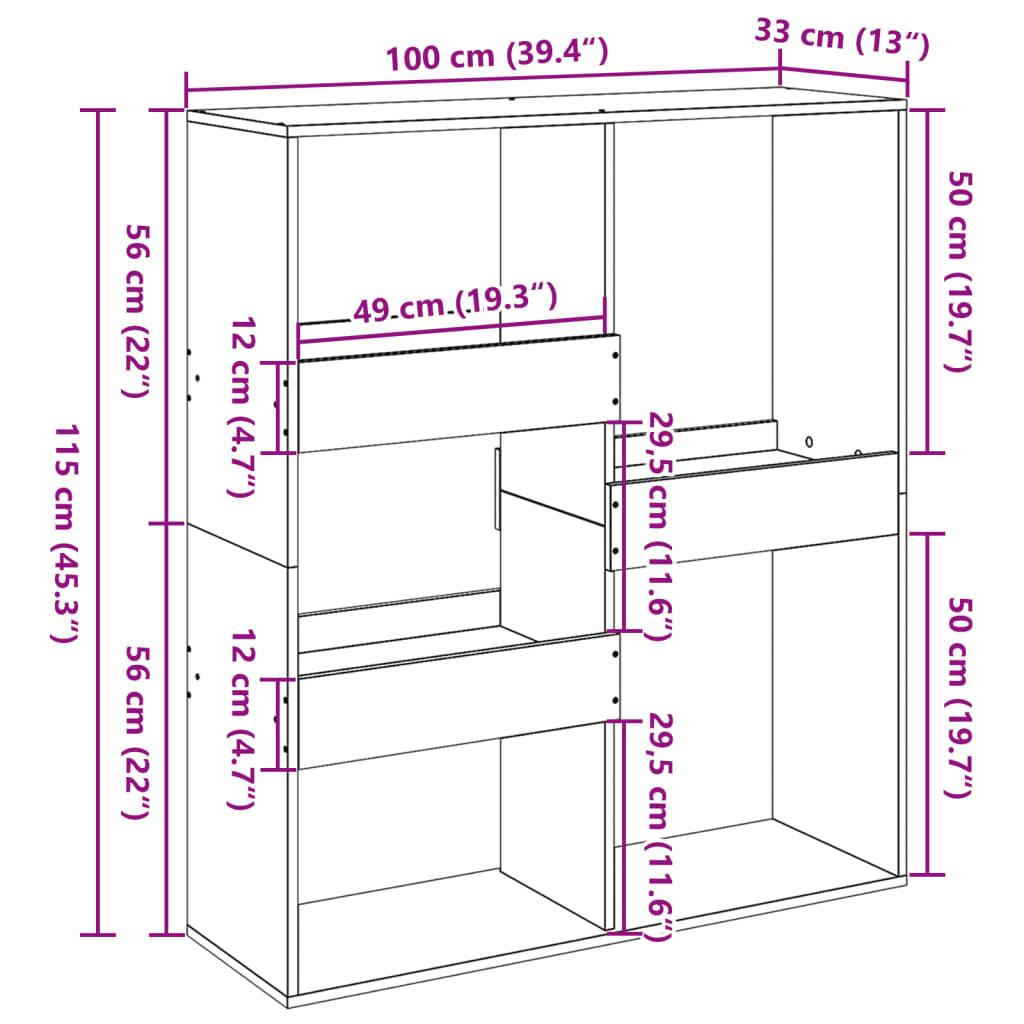 Book Cabinet/Room Divider Black 100x33x115 cm