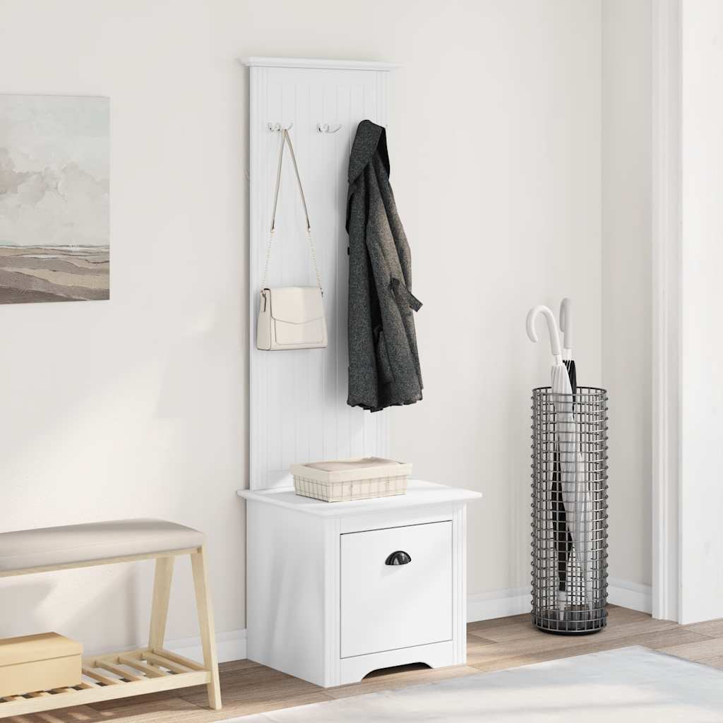 Hallway Cabinet with Hooks BODO White 50x40x157 cm