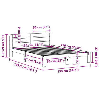 Bed Frame without Mattress 135x190 cm Double Solid Wood Pine