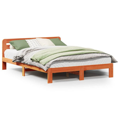 Bed Frame without Mattress Wax Brown 135x190 cm Double Solid Wood Pine