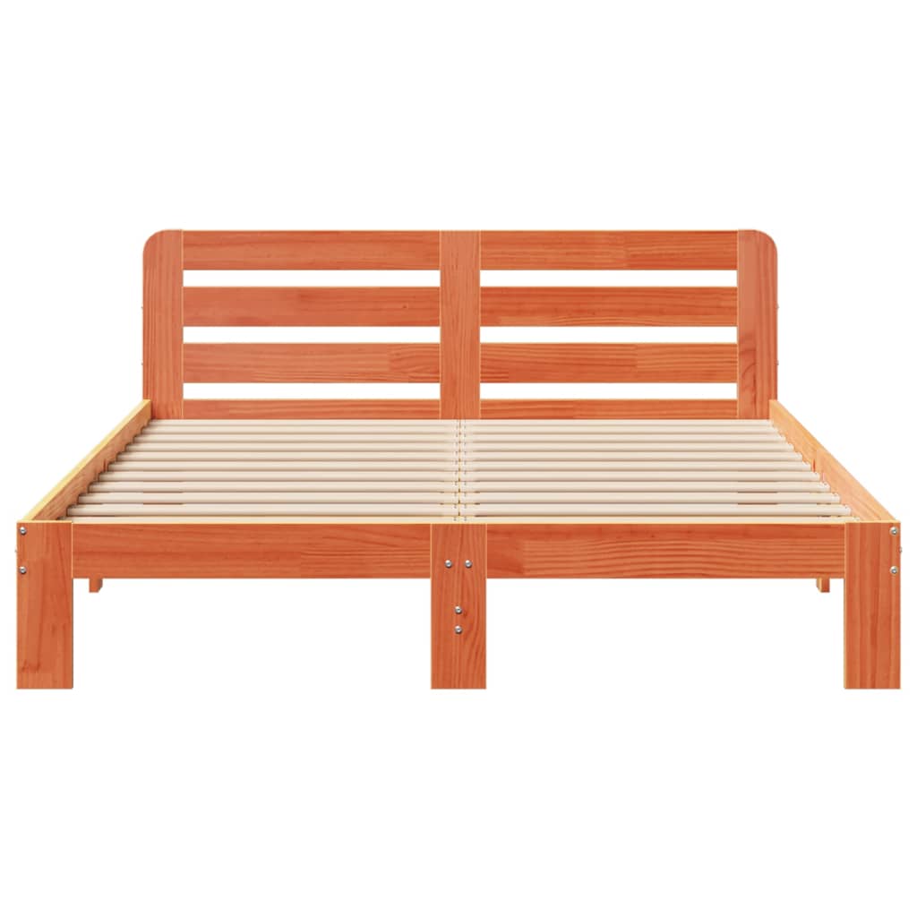 Bed Frame without Mattress Wax Brown 135x190 cm Double Solid Wood Pine