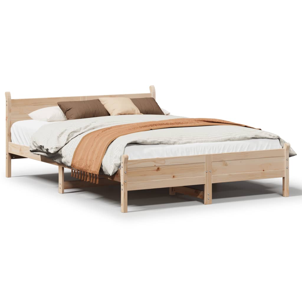 Bed Frame without Mattress 150x200 cm King Size Solid Wood Pine