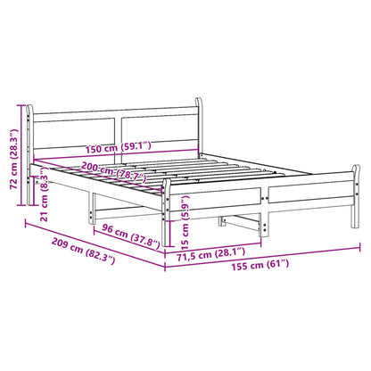 Bed Frame without Mattress 150x200 cm King Size Solid Wood Pine