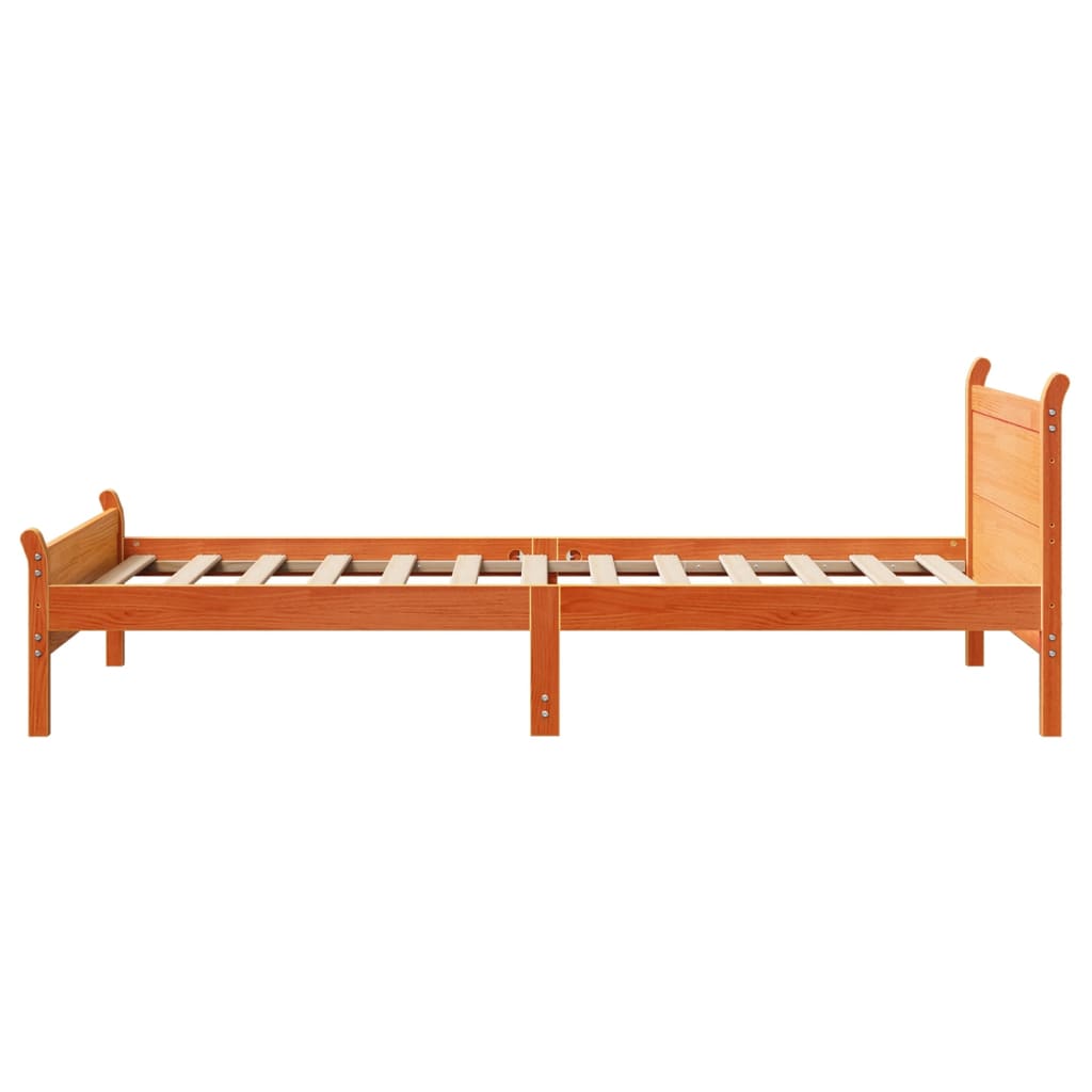 Bed Frame without Mattress Wax Brown 100x200 cm Solid Wood Pine