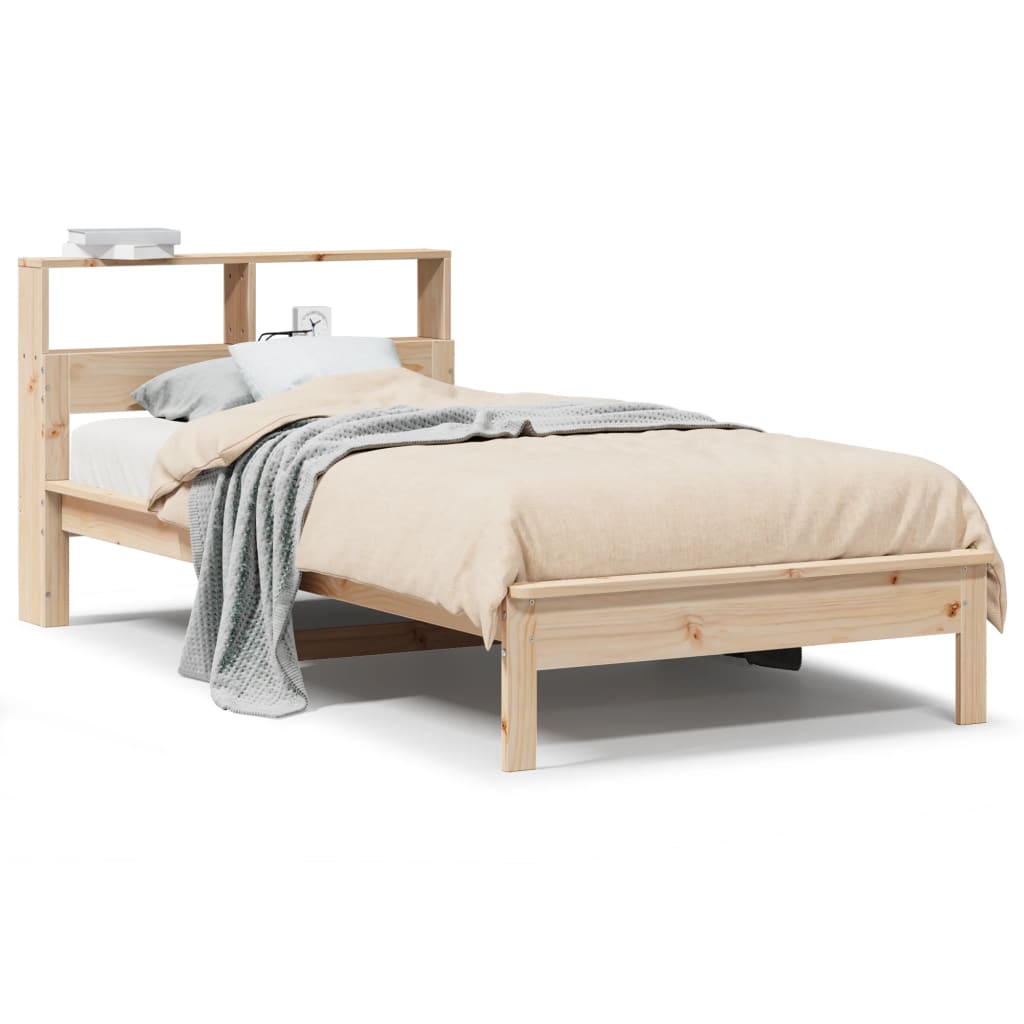 Bookcase Bed without Mattress 90x200 cm Solid Wood Pine