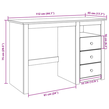 Desk Panama 112x45x75 cm Solid Wood Pine