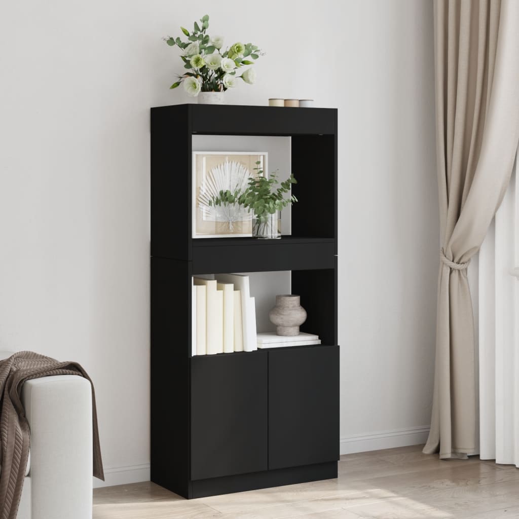 Highboard Black 63x33x140 cm Engineered Wood