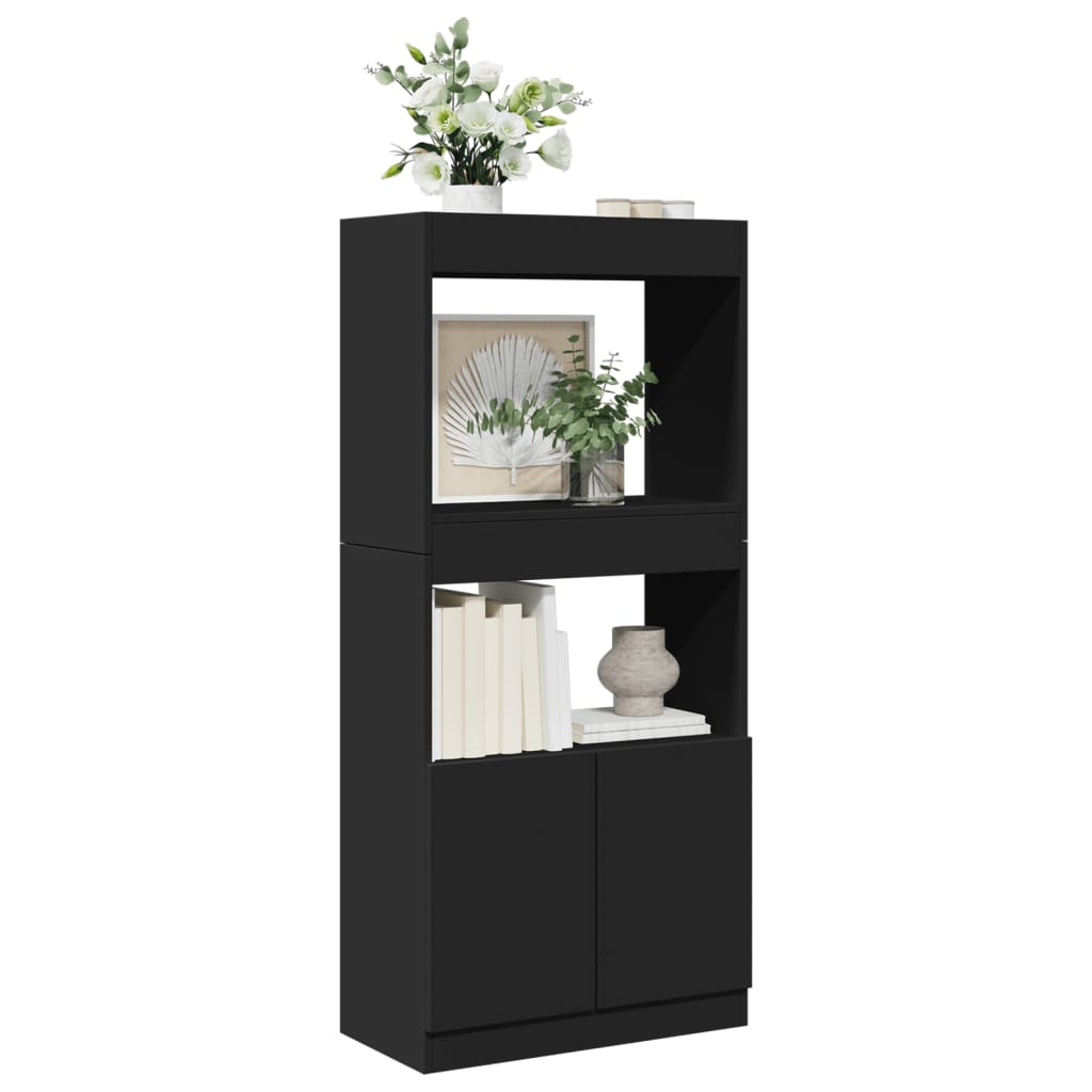 Highboard Black 63x33x140 cm Engineered Wood