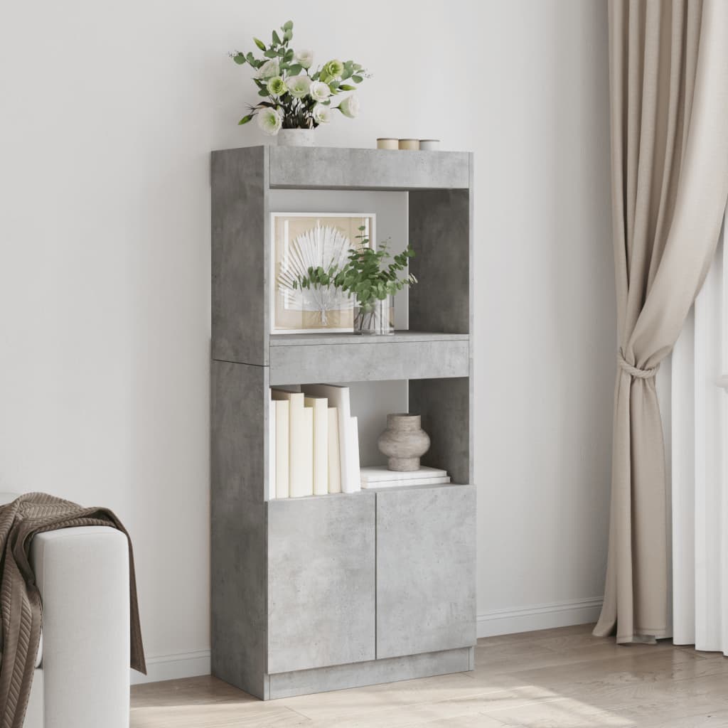 Highboard Concrete Grey 63x33x140 cm Engineered Wood