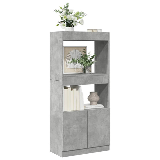 Highboard Concrete Grey 63x33x140 cm Engineered Wood