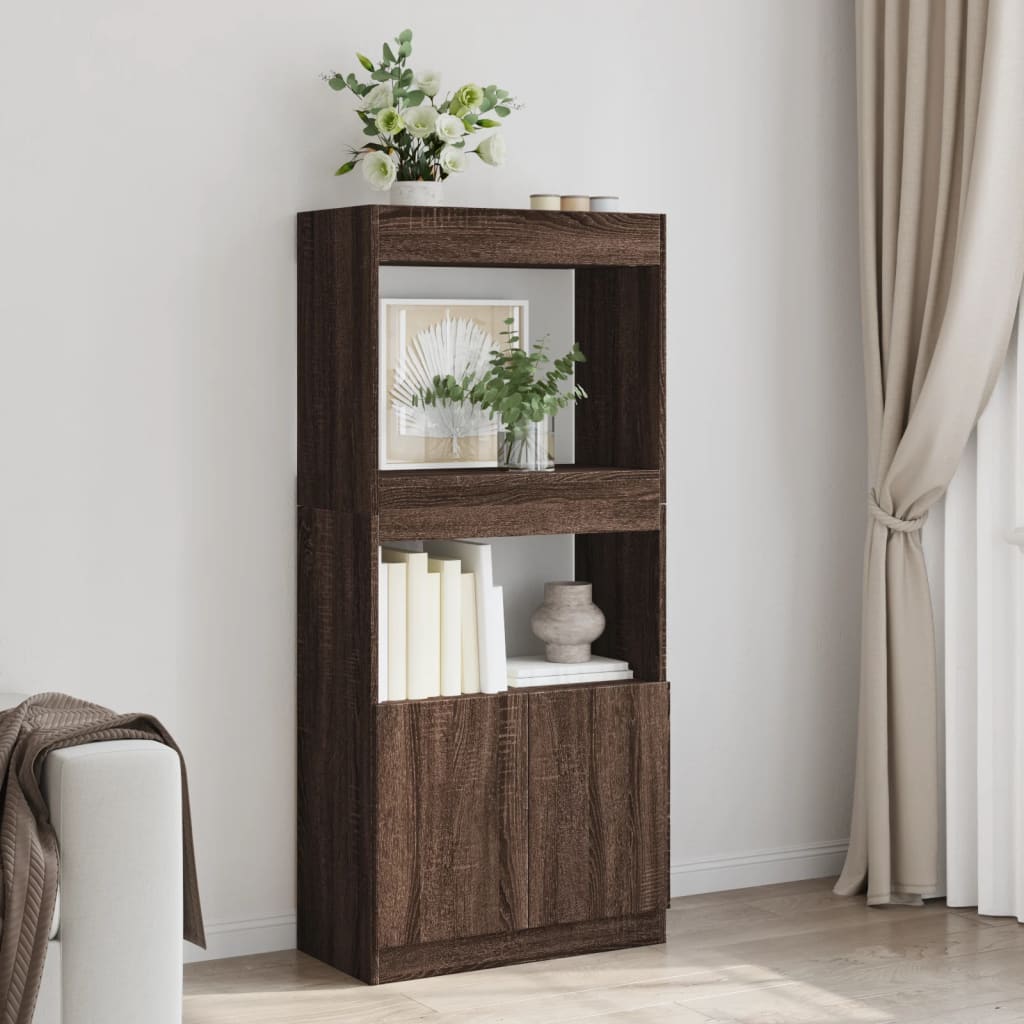 Highboard Brown Oak 63x33x140 cm Engineered Wood