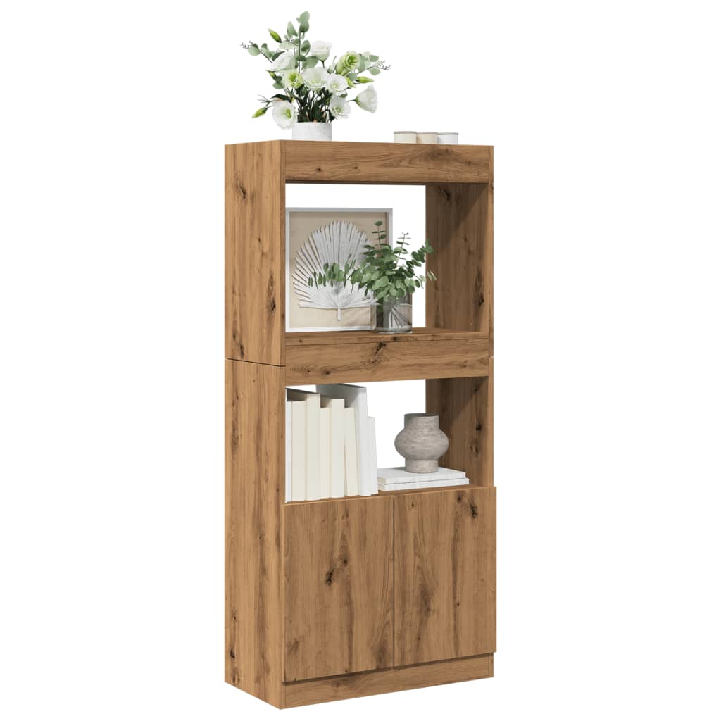 Highboard Artisian Oak 63x33x140 cm Engineered Wood