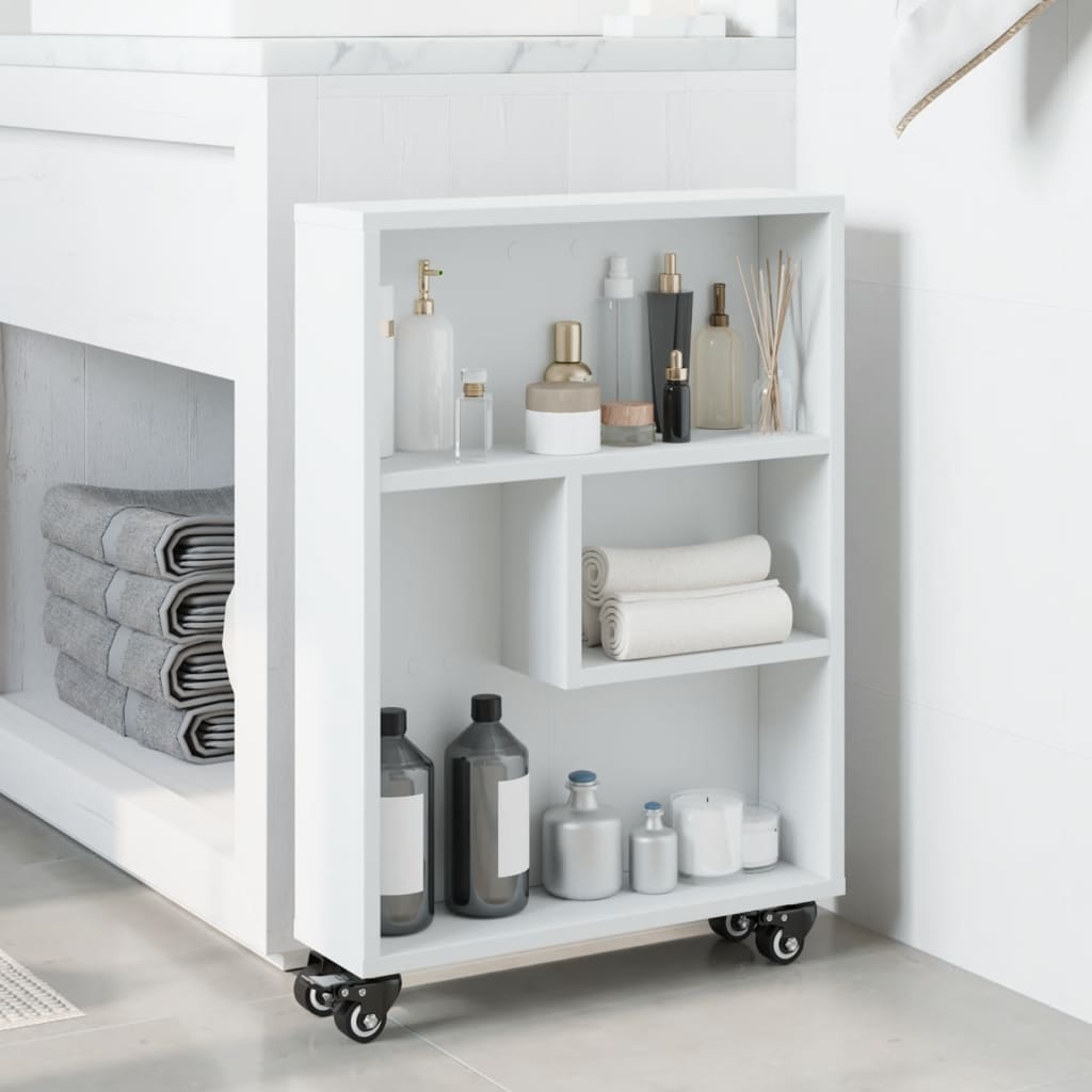 Narrow Storage Trolley White 48x13x68 cm Engineered Wood