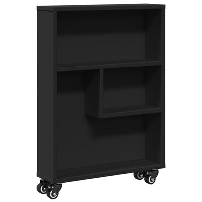 Narrow Storage Trolley Black 48x13x68 cm Engineered Wood