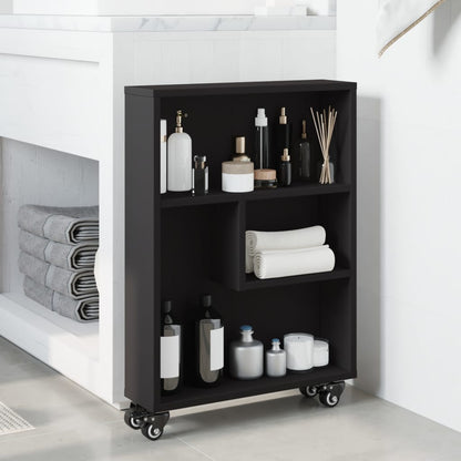 Narrow Storage Trolley Black 48x13x68 cm Engineered Wood