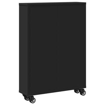 Narrow Storage Trolley Black 48x13x68 cm Engineered Wood