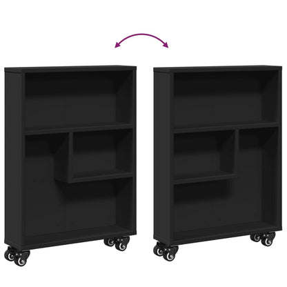 Narrow Storage Trolley Black 48x13x68 cm Engineered Wood