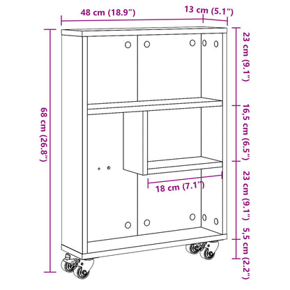 Narrow Storage Trolley Sonoma Oak 48x13x68 cm Engineered Wood