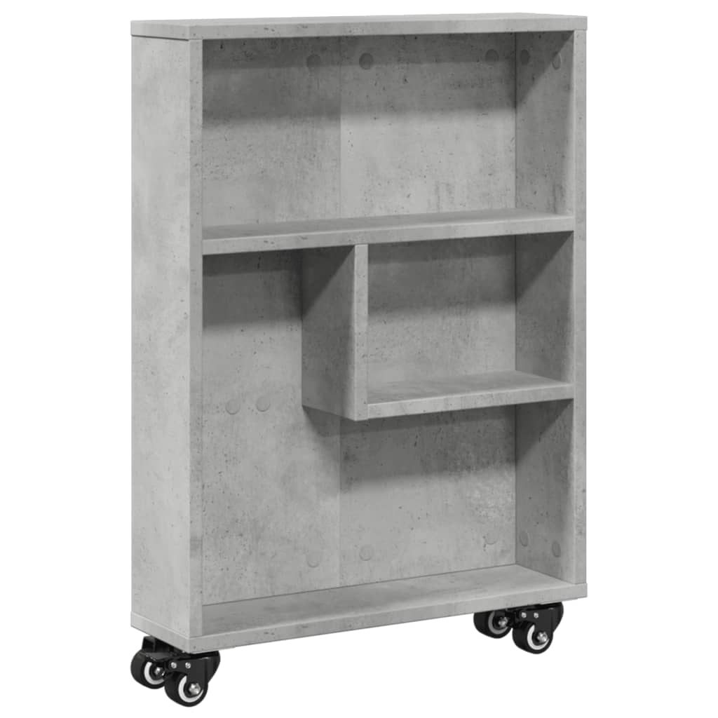 Narrow Storage Trolley Concrete Grey 48x13x68 cm Engineered Wood