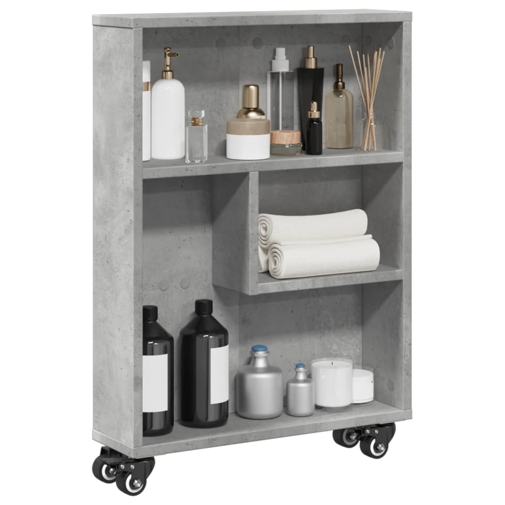 Narrow Storage Trolley Concrete Grey 48x13x68 cm Engineered Wood