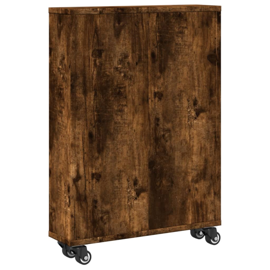 Narrow Storage Trolley Smoked Oak 48x13x68 cm Engineered Wood