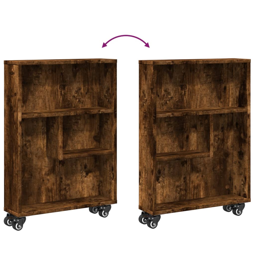 Narrow Storage Trolley Smoked Oak 48x13x68 cm Engineered Wood