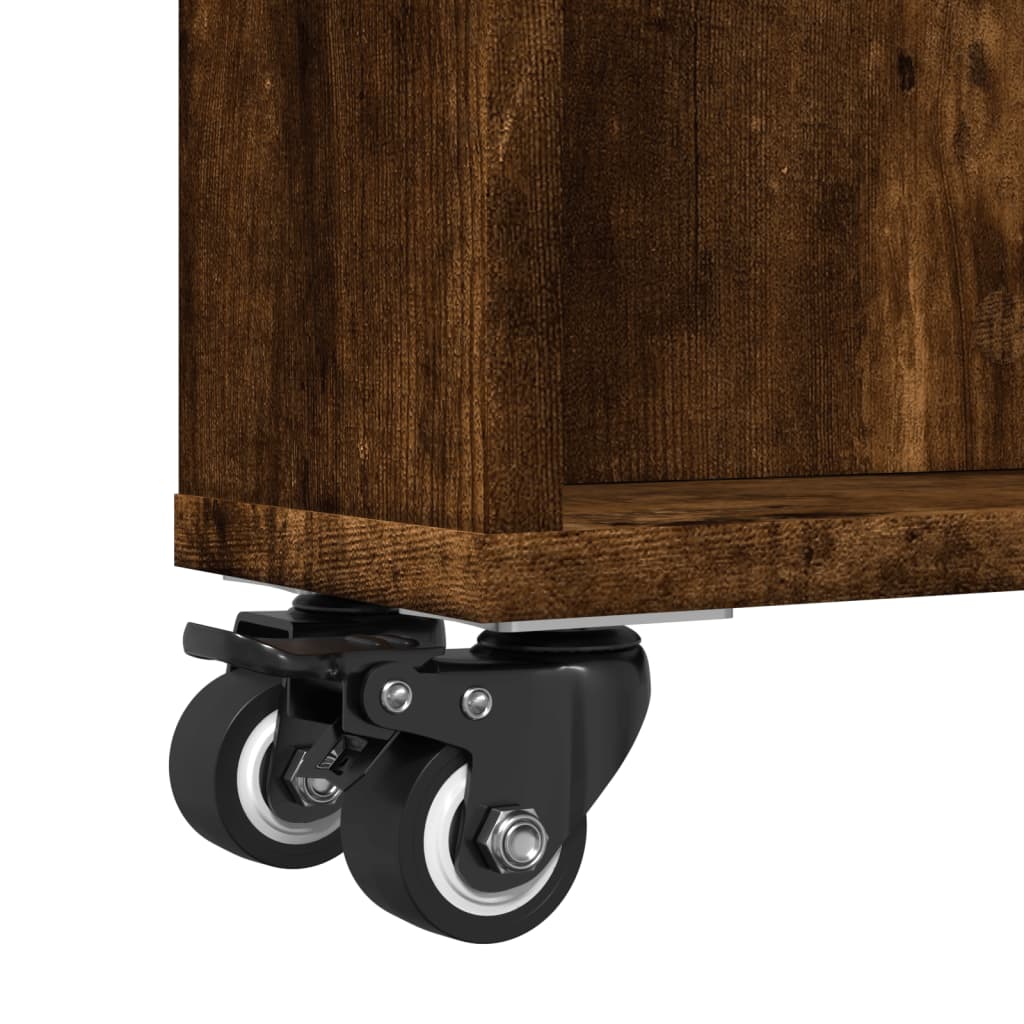 Narrow Storage Trolley Smoked Oak 48x13x68 cm Engineered Wood