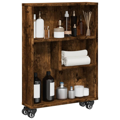 Narrow Storage Trolley Smoked Oak 48x13x68 cm Engineered Wood